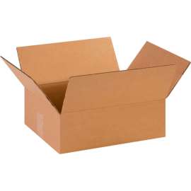 Global Industrial Flat Cardboard Corrugated Boxes, 14"L x 11"W x 4-1/2"H, Kraft
