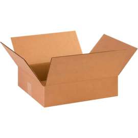 Global Industrial Flat Cardboard Corrugated Boxes, 14-3/8"L x 12-1/2"W x 3-1/2"H, Kraft