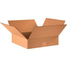 Global Industrial Flat Cardboard Corrugated Boxes, 16"L x 16"W x 4"H, Kraft
