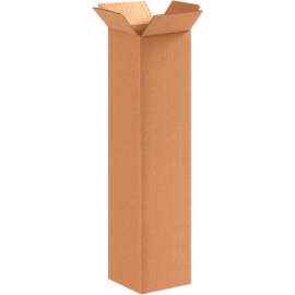 Global Industrial Tall Cardboard Corrugated Boxes, 4"L x 4"W x 16"H, Kraft