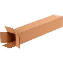 Global Industrial Tall Cardboard Corrugated Boxes, 4"L x 4"W x 24"H, Kraft