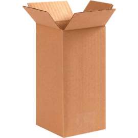 Global Industrial Tall Cardboard Corrugated Boxes, 4"L x 4"W x 8"H, Kraft