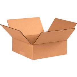 Global Industrial Flat Cardboard Corrugated Boxes, 9"L x 9"W x 3"H, Kraft