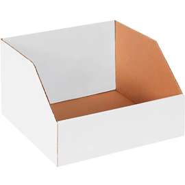 Global Industrial Jumbo Open Top Corrugated Bin Boxes, 12"Wx12"Dx8"H, White