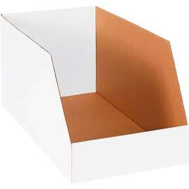 Global Industrial Jumbo Open Top Corrugated Bin Boxes, 12"Wx24"Dx12"H, White