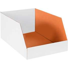 Global Industrial Jumbo Open Top Corrugated Bin Boxes, 16"Wx24"Dx12"H, White