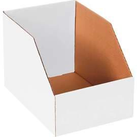 Global Industrial Jumbo Open Top Corrugated Bin Boxes, 8"Wx12"Dx8"H, White