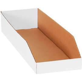 Global Industrial Open Top Corrugated Bin Boxes, 8"Wx24"Dx4-1/2"H, White