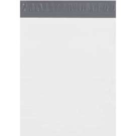Global Industrial Expansion Poly Mailers, 13"W x 16"L x 4"D, 2.5 Mil, White, 100/Pack