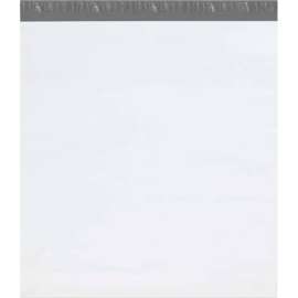 Global Industrial Expansion Poly Mailers, 26"W x 28"L x 5"D, 2.5 Mil, White, 100/Pack