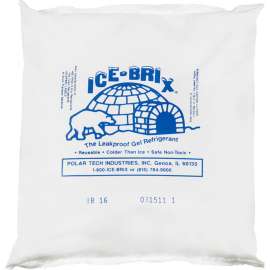 Ice-Brix Cold Packs, 16 Oz., 6-1/4"L x 6"W x 1"H, White/Blue, 18/Pack