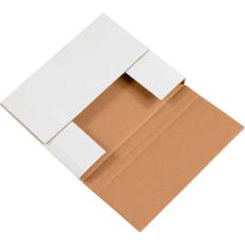 Global Industrial Corrugated Easy-Fold Mailers, 10-1/4"L x 8-1/4"W x 1-1/4"H, White