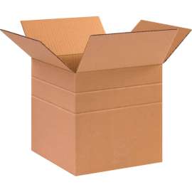 Global Industrial Multi Depth Cardboard Corrugated Boxes, 10"L x 10"W x 10"H, Kraft