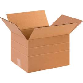 Global Industrial Multi Depth Cardboard Corrugated Boxes, 12"L x 10"W x 8"H, Kraft