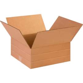 Global Industrial Multi Depth Cardboard Corrugated Boxes, 14"L x 14"W x 6"H, Kraft