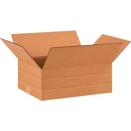 Global Industrial Multi Depth Cardboard Corrugated Boxes, 16"L x 12"W x 6"H, Kraft