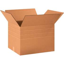 Global Industrial Multi Depth Cardboard Corrugated Boxes, 20"L x 16"W x 14"H, Kraft