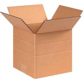 Global Industrial Multi Depth Cardboard Corrugated Boxes, 8"L x 8"W x 8"H, Kraft