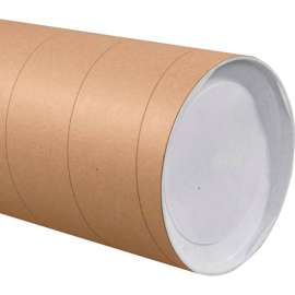 Global Industrial Jumbo Mailing Tubes With Caps, 10" Dia. x 36"L, 0.125" Thick, Kraft, 8/Pk