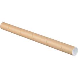 Mailing Tubes With Caps, 1-1/2" Dia. x 9"L, 0.06" Thick, Kraft, 50/Pack
