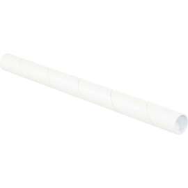 Mailing Tubes With Caps, 1-1/2" Dia. x 24"L, 0.06" Thick, White, 50/Pack