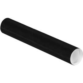 Colored Mailing Tubes With Caps, 2" Dia. x 12"L, 0.06" Thick, Black, 50/Pack