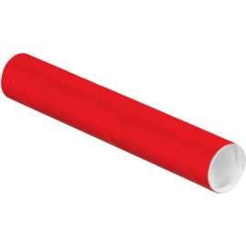 Colored Mailing Tubes With Caps, 2" Dia. x 12"L, 0.06" Thick, Red, 50/Pack
