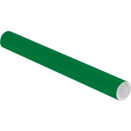 Colored Mailing Tubes With Caps, 2" Dia. x 18"L, 0.06" Thick, Green, 50/Pack
