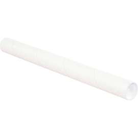 Mailing Tubes With Caps, 2-1/2" Dia. x 24"L, 0.07" Thick, White, 34/Pack