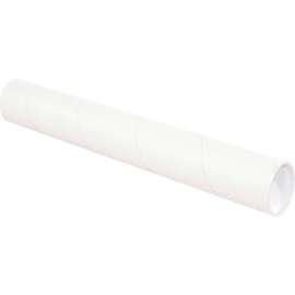 Mailing Tubes With Caps, 3" Dia. x 15"L, 0.06" Thick, White, 24/Pack