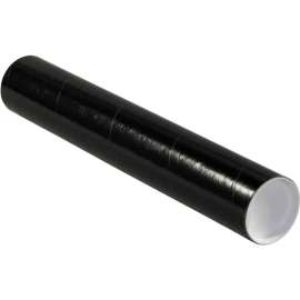 Colored Mailing Tubes With Caps, 3" Dia. x 18"L, 0.07" Thick, Black, 24/Pack