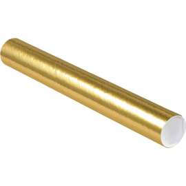 Colored Mailing Tubes With Caps, 3" Dia. x 24"L, 0.07" Thick, Gold, 24/Pack
