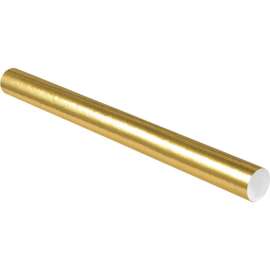 Colored Mailing Tubes With Caps, 3" Dia. x 36"L, 0.07" Thick, Gold, 24/Pack