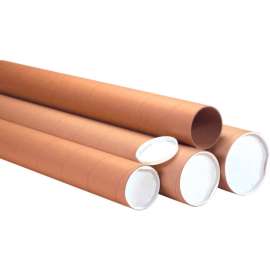 Heavy Duty Mailing Tubes With Caps, 3" Dia. x 36"L, 0.125" Thick, Kraft, 24/Pack