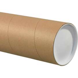 Jumbo Mailing Tubes With Caps, 5" Dia. x 48"L, 0.125" Thick, Kraft, 15/Pack