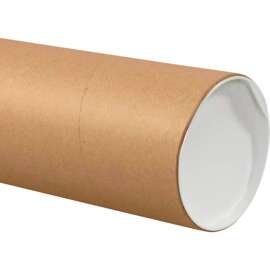 Jumbo Mailing Tubes With Caps, 6" Dia. x 24"L, 0.125" Thick, Kraft, 10/Pack