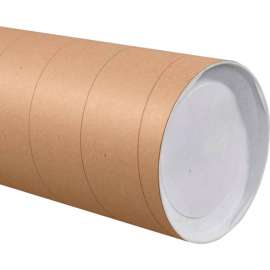 Global Industrial Jumbo Mailing Tubes With Caps, 8" Dia. x 60"L, 0.125" Thick, Kraft, 10/Pk