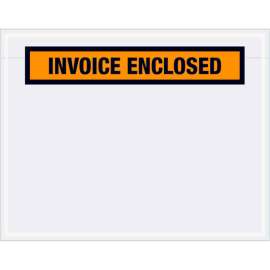 Panel Face Envelopes, "Invoice Enclosed" Print, 5-1/2"L x 7"W, Orange, 1000/Pack