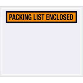 Panel Face Envelopes, "Packing List Enclosed" Print, 6-1/2"L x 5"W, Orange, 1000/Pack