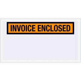 Panel Face Envelopes, "Invoice Enclosed" Print, 10"L x 5-1/2"W, Orange, 1000/Pack