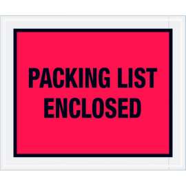 Full Face Envelopes, "Packing List Enclosed" Print, 12"L x 10"W, Red, 500/Pack