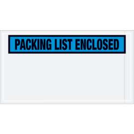 Panel Face Envelopes, "Packing List Enclosed" Print, 10"L x 5-1/2"W, Blue, 1000/Pack