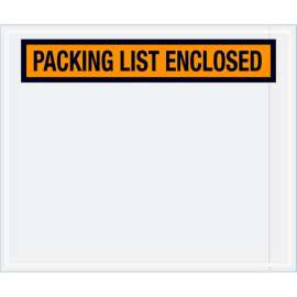 Panel Face Envelopes, "Packing List Enclosed" Print, 12"L x 10"W, Orange, 500/Pack