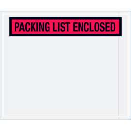 Panel Face Envelopes, "Packing List Enclosed" Print, 12"L x 10"W, Red, 500/Pack