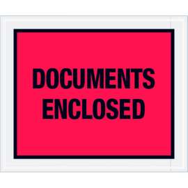 Full Face Envelopes, "Documents Enclosed" Print, 12"L x 10"W, Red, 500/Pack