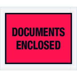 Full Face Envelopes, "Documents Enclosed" Print, 5-1/2"L x 4-1/2"W, Red, 1000/Pack