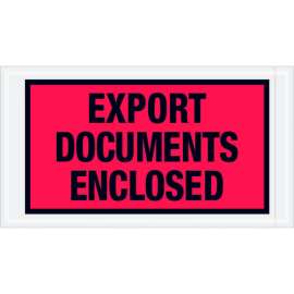 Full Face Envelopes, "Export Documents Enclosed" Print, 10"L x 5-1/2"W, Red, 1000/Pack