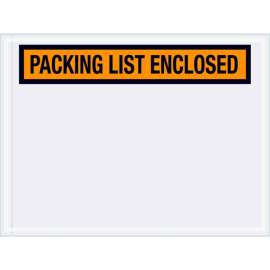 Panel Face Envelopes, "Packing List Enclosed" Print, 6"L x 4-1/2"W, Orange, 1000/Pack