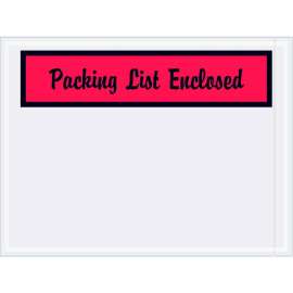 Panel Face Envelopes , "Packing List Enclosed" Print, Side Opening, 6"L x 4-1/2"W, Red, 1000/Pack