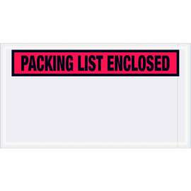 Panel Face Envelopes, "Packing List Enclosed" Print, 10"L x 5-1/2"W, Red, 1000/Pack